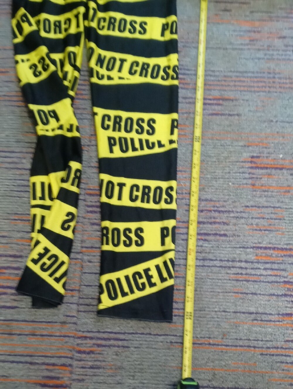 Yellow & Black 'Police Line' Graphic Leggings - Picture 5 of 8